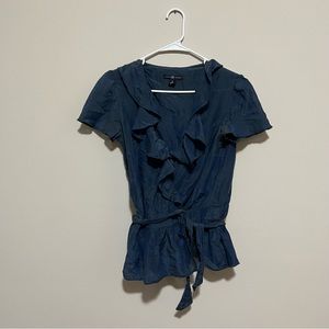 Gap wrap short sleeve silk blouse Medium size